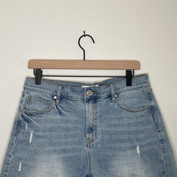 1822 Denim Dad Distressed High Waist Denim Cutoff Shorts - Picture 3 of 9
